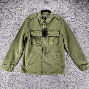 Indigo Star Jacket Mens Small Green Long Sleeve Button Up Military Field *NWT*